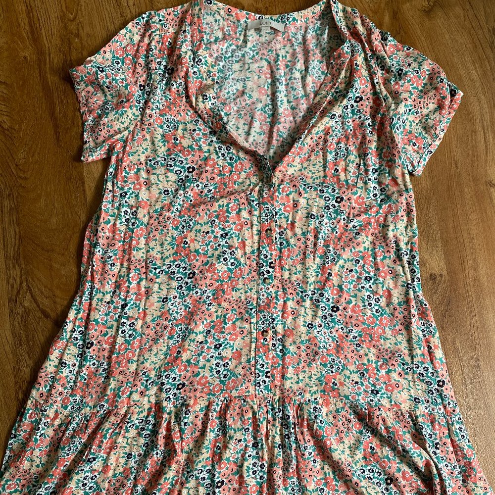LOFT, dress, floral, casual, summer, pink